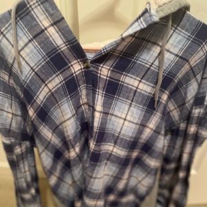 Flannel shirt with hoodie plus size